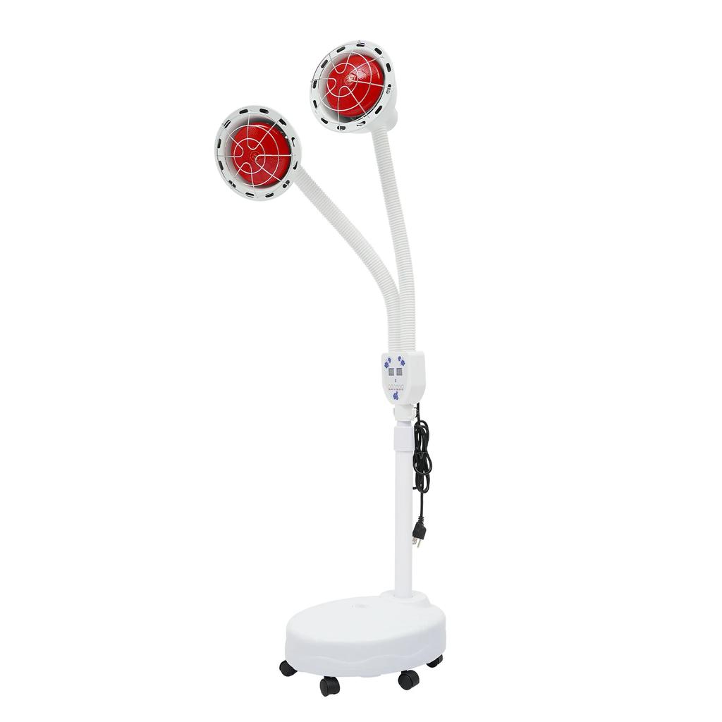 2 Head Infrared Red Heat Light Therapy Phototherapy Lamp 275W 110V Pain Red Light Standing Relief Floor Stand Beauty