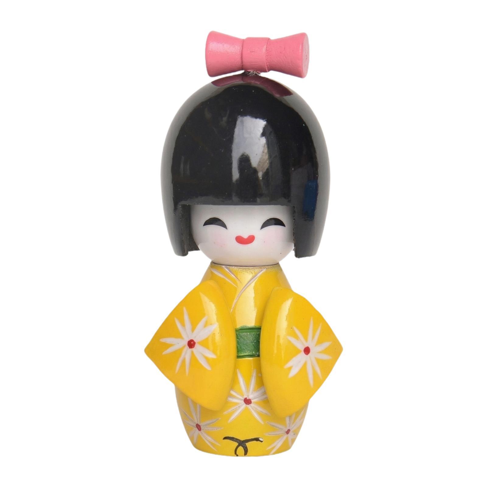 

Miniature Japanese Kimono Geisha Doll Traditional Folk Statuette Ornament Collectible Figurine for Desk