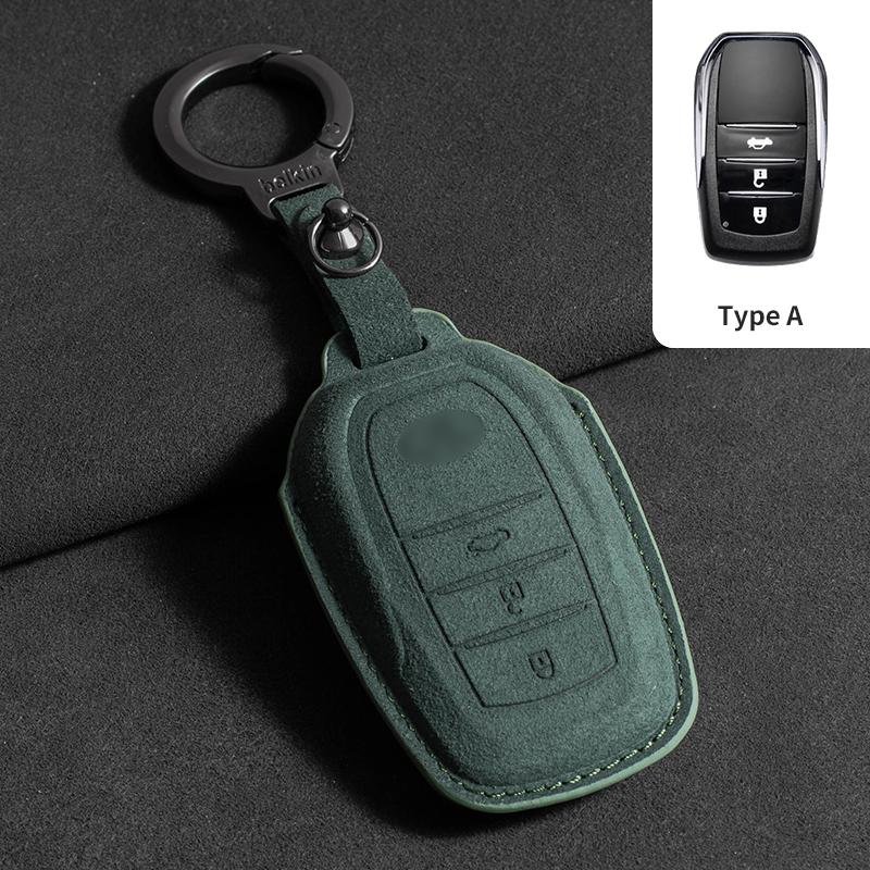 Leather Car Key Case for Toyota Prius Camry Corolla CHR C-HR RAV4 Land Cruiser 2/3 Button Keychain Suede Accessories