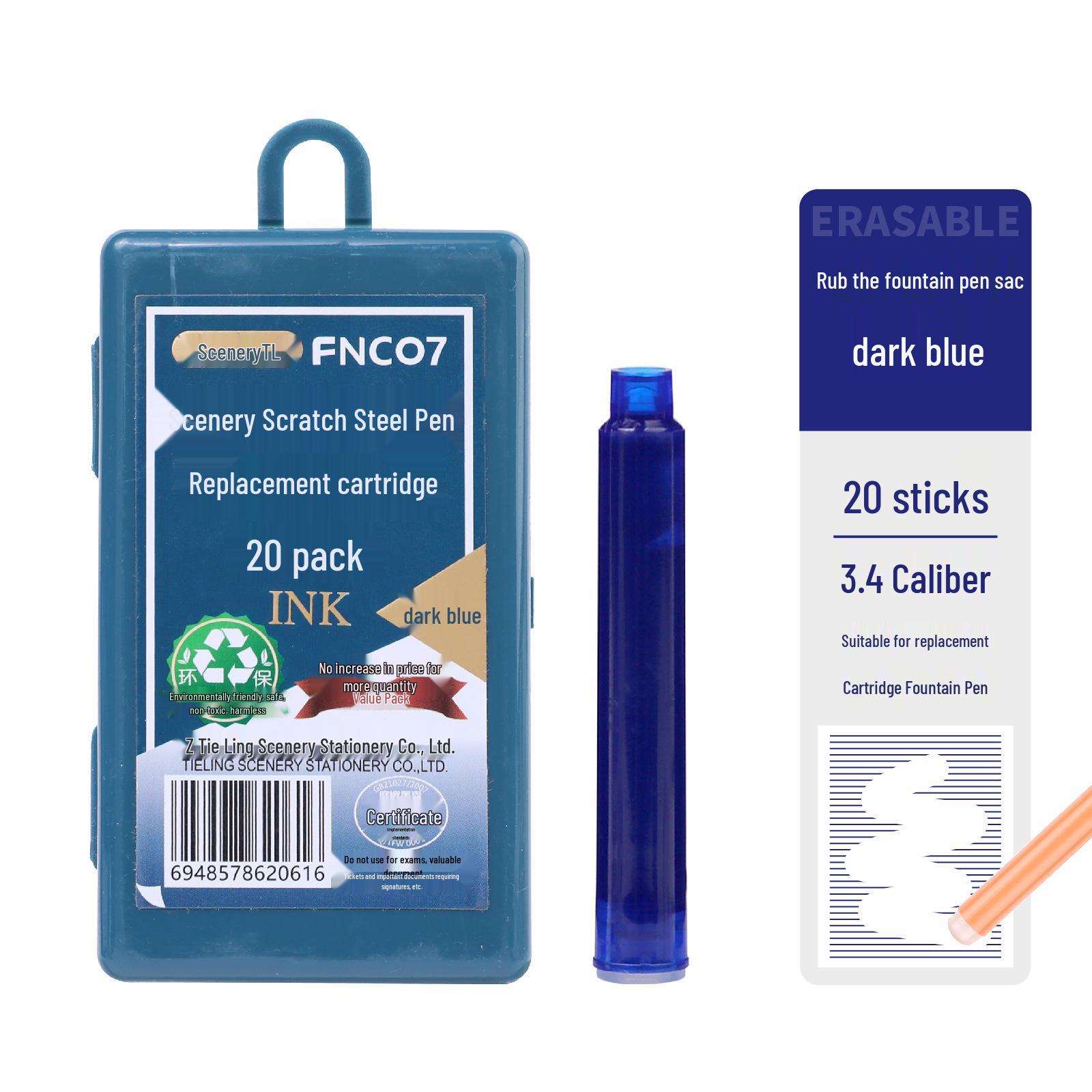 

Scenery Erasable Fountain Pen Thermosensitive Ink Cartridges, 20-Pack 20-piece Box