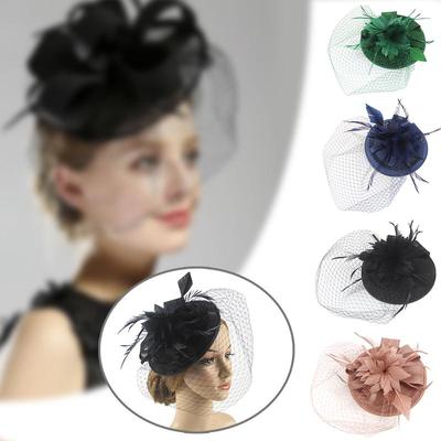 Retro čelenka Sinamay Fascinator Svatební Ascot Klobouk Hatinator Birdcage Veil