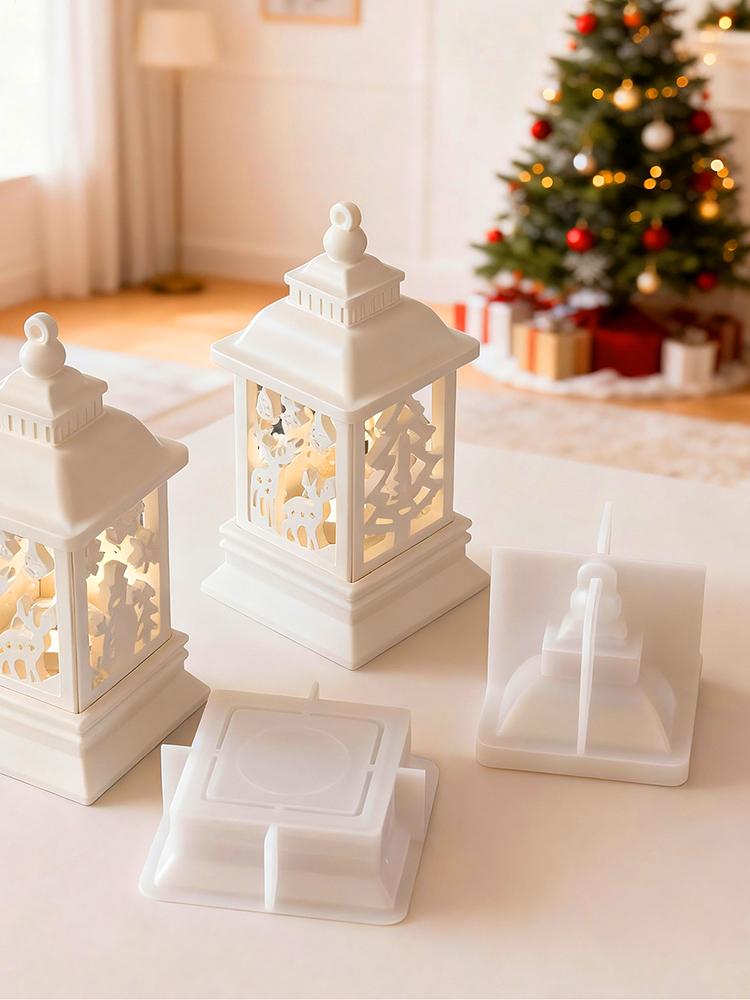 Christmas Lantern Silicone Mold Set Christmas Splicing Handheld Lamp Silicone Mold Christmas Element Candlestick Holiday Decor
