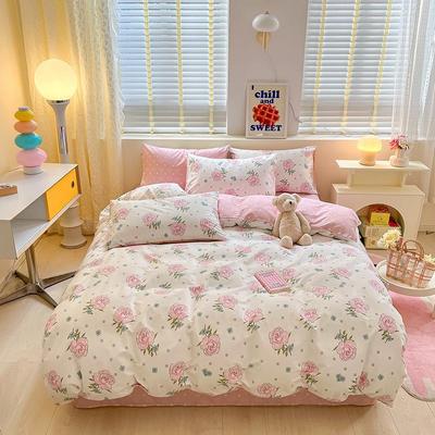 Four-piece Set of Summer Pure Cotton Bedding Sheets, Quilt Cover, Fitted Sheet, Single and Double Student Dormitory Three-piece Set of Duvet Cover