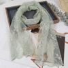 Elegant Long Lace Scarf Lightweight Flower Embroidered Neck Protection Scarf Breathable Solid Color Sunscreen Lace Shawl Summer