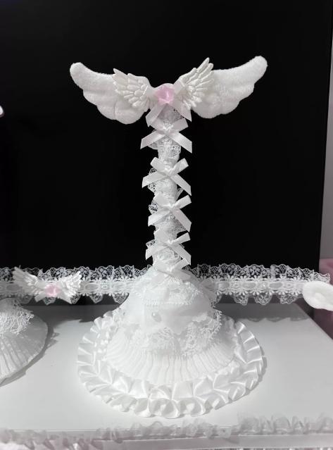 Nuevo Lindo Soporte para Auriculares con Alas de Ángel Personalizado con Lazo de Encaje Rosa Soporte para Auriculares Decoración de Escritorio Kawaii para Exhibición de Auriculares para Gaming