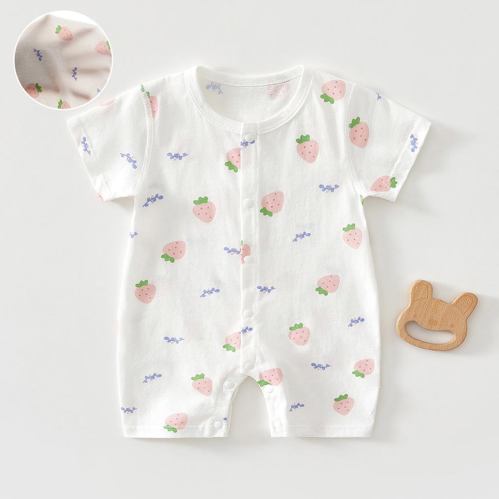 Baby Short Sleeve Romper, Lightweight Infant One Piece Pajamas, Summer Air Conditioning Outfit for Newborn Boys and Girls
