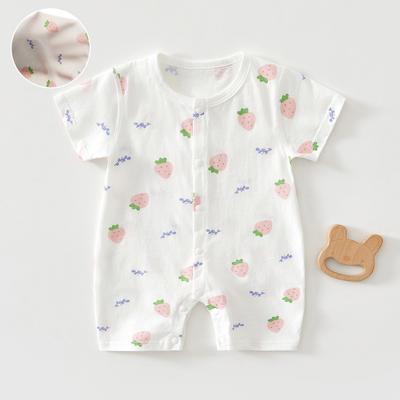Baby Short Sleeve Romper, Lightweight Infant One Piece Pajamas, Summer Air Conditioning Outfit for Newborn Boys and Girls