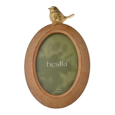 Hestia Wood Effect Gold Bird Photo Frame