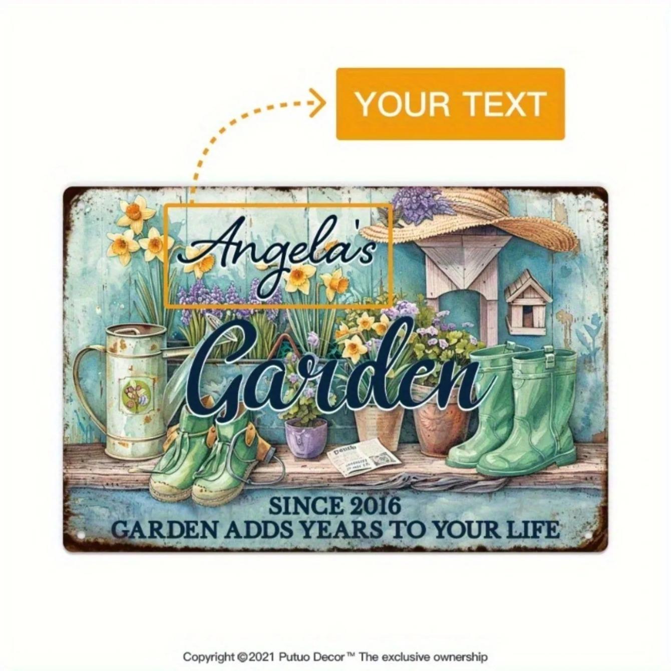 

Vintage Metal Sign Angela s Garden Wall Art Home Decor Farmhouse Tin Sign белый