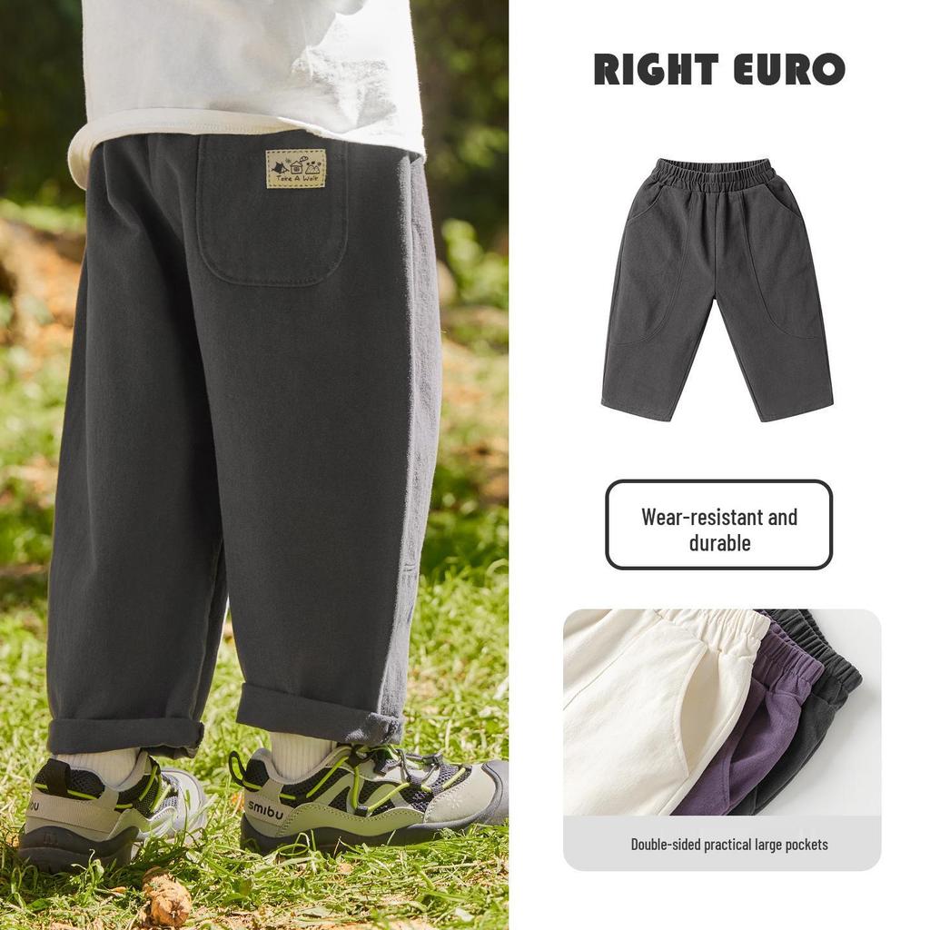 European Boy's Academy Pure Cotton Long Pants - Spring/Autumn 2026 New Style for Toddlers