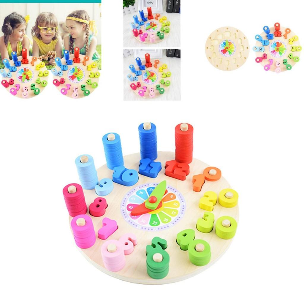 Colorful Wooden Puzzle Toy For Kids Learning Time And Numbers Educational Development