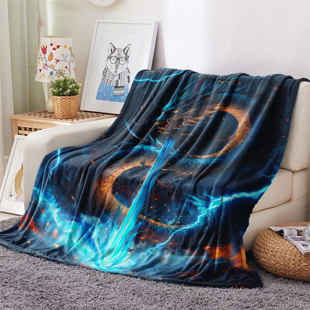 Dragons  Print Flannel Blanket, High quality Comfortable for All Seasons, Home Decor, Warmth and Comfort