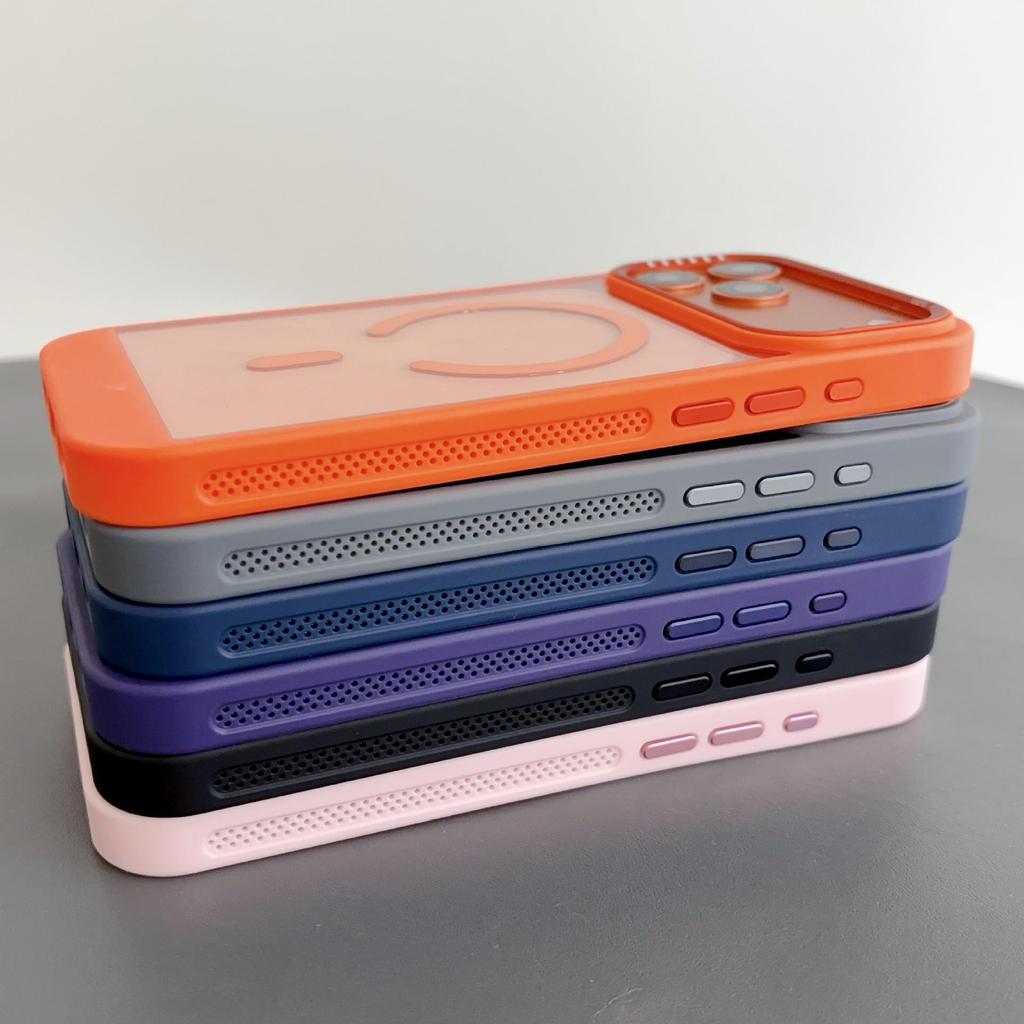 Apple 17PROMAX Transparent Magnetic Case with Honeycomb Heat Dissipation and Metal Lens Cover for iPhone 16