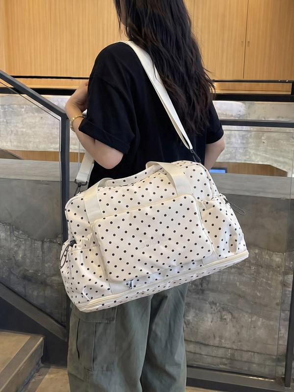 Korean Polka Dot Commuter Shoulder Bag – Large Capacity Wet/Dry Fitness & Travel Bag