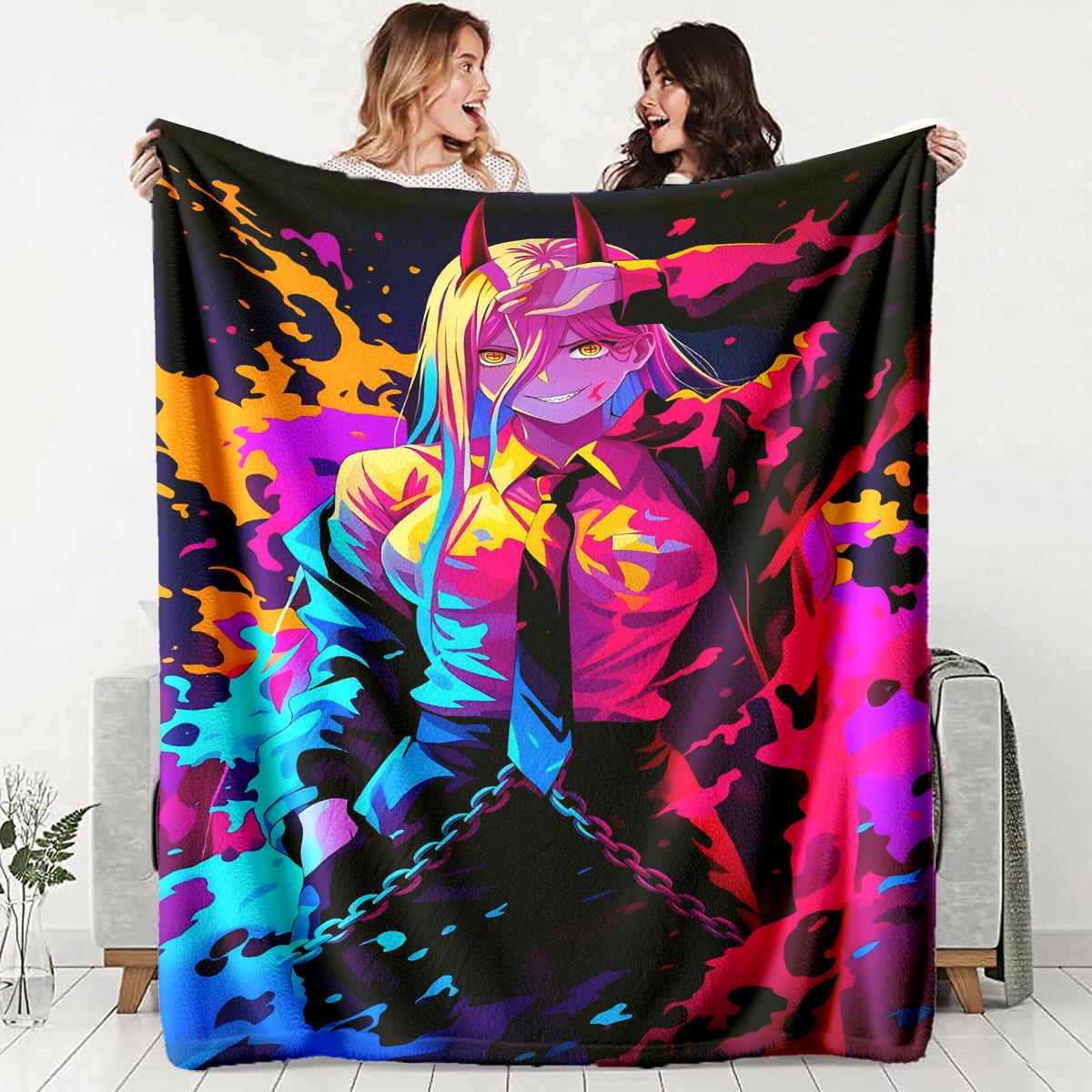 

Punkstyle devil girl pattern Flannel printed blanket suitable for all seasons suitable for living room office sofa and travel 75x100cm