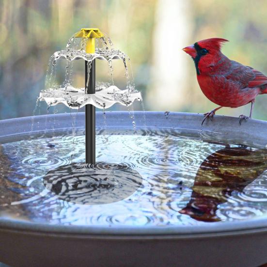 Solar Bird Bath Fountain Three-Tiered Cascade Fountain Solar-Powered Water Fountain for Outdoor Bird Bath Feeder Garden Terrace Decor