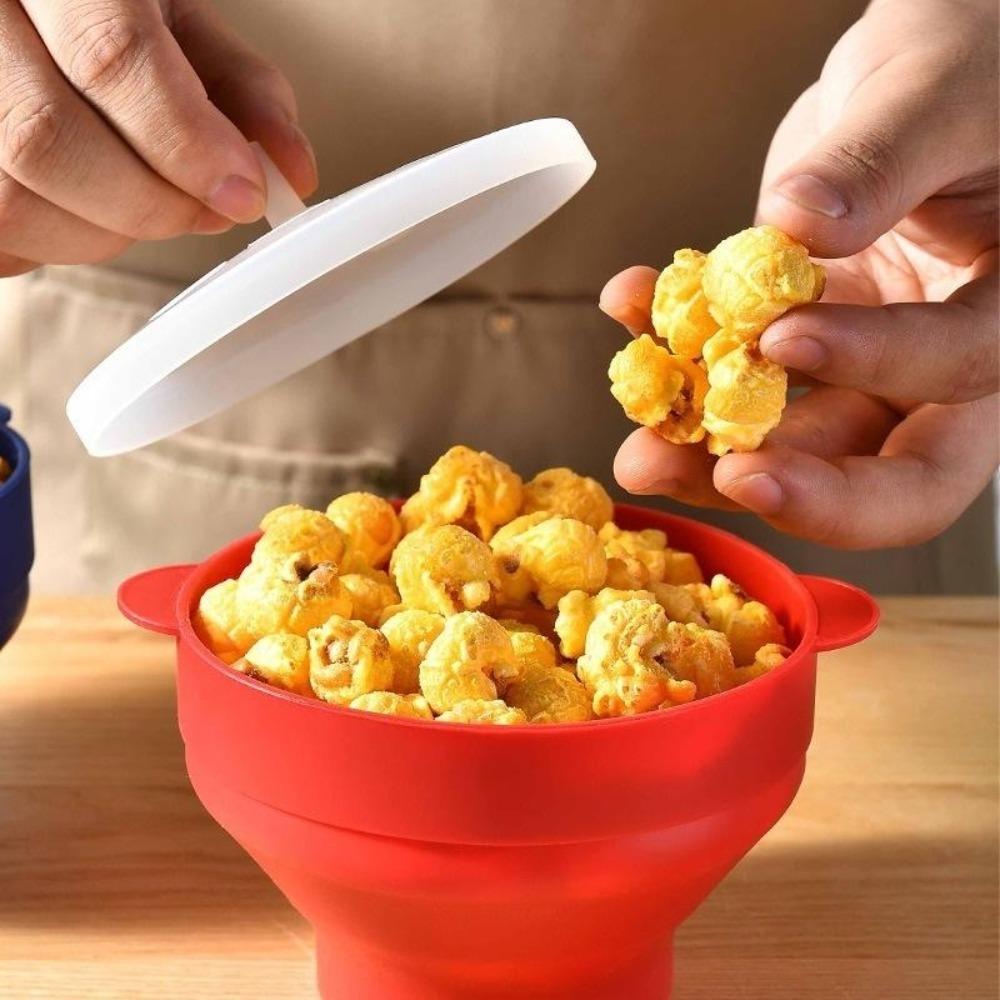 Silicone DIY Popcorn Bucket Microwave Popcorn Maker Reusable Chips Fruit Dish  Kitchen Gadgets