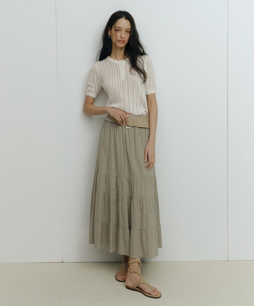 Sellebsyabedisyeon 26Ss 100% Cotton Embroidered Tiered Skirt