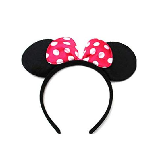 Set of 24 Mickey and Minnie Mouse Costume Deluxe Fabric Ear Headbands in White Polka Perfect for Boys and Girls Birthday Baby Shower and Halloween