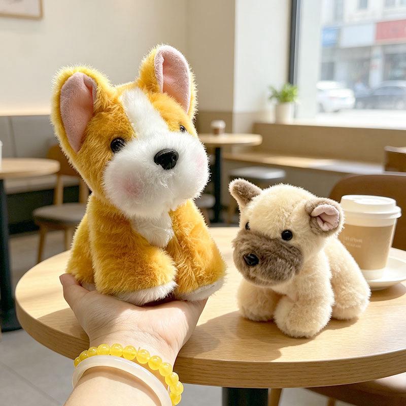 Cute Plush Toy of A Realistic Little Dog, Such As A Corgi or Shiba Inu.Cute Plush Toy of A Realistic Little Dog, Such As A Corgi or Shiba Inu