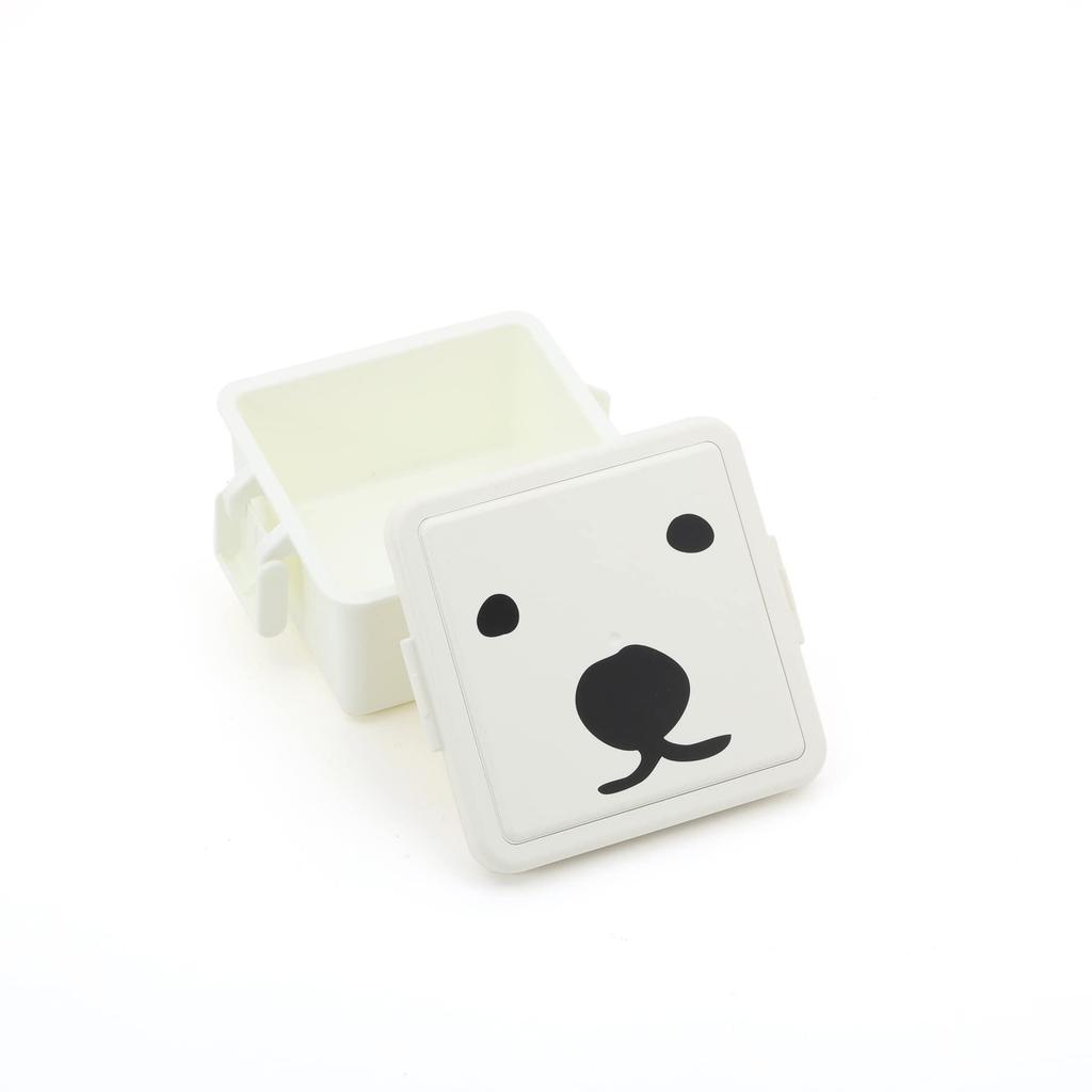 Miyoshi Seisakujyo Male Square Lunch Box with Integrated Cooling 11 x 9 x Easy Clip Buckle Storage Microwave Dishwasher Safe excluding White Bear Made