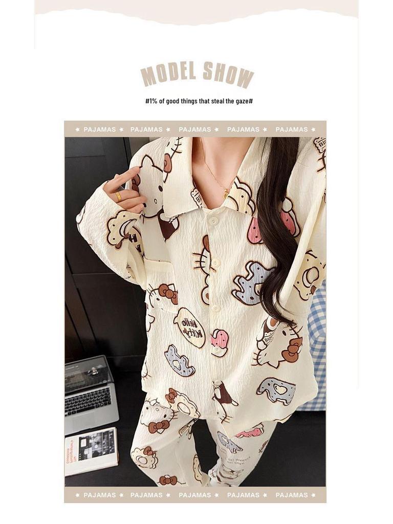 Set Pijama Drăguț de Desene Animate pentru Femei 2025 - Cardigan de Primăvară/Toamnă cu Mâneci Lungi și Pantaloni