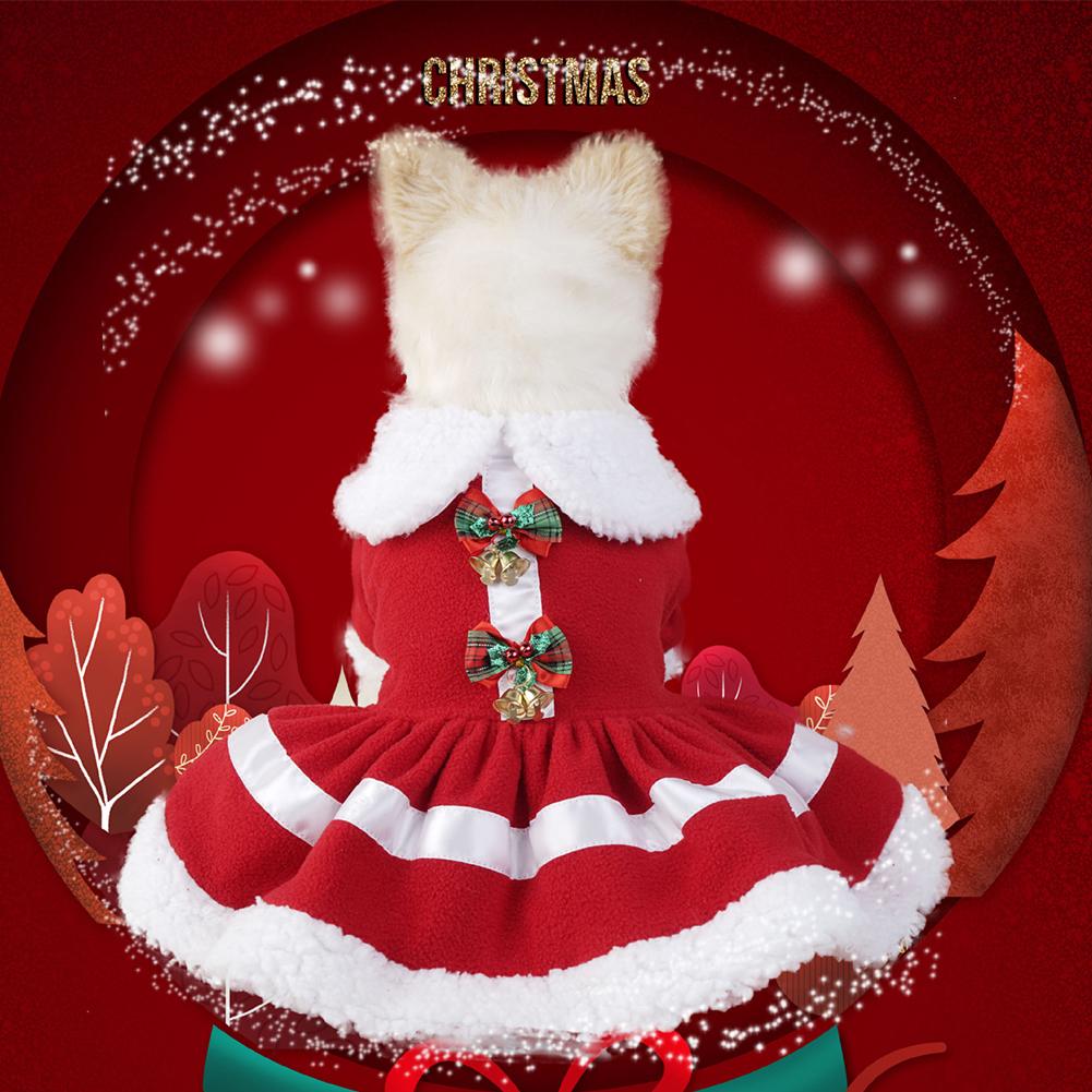 Vestidos de Natal para Cães Pequenos Roupas de Inverno Quente Saia Cosplay de Natal Gato Animal de Estimação Cachorro Vestido Fantasia Princesa Filhote Vestido