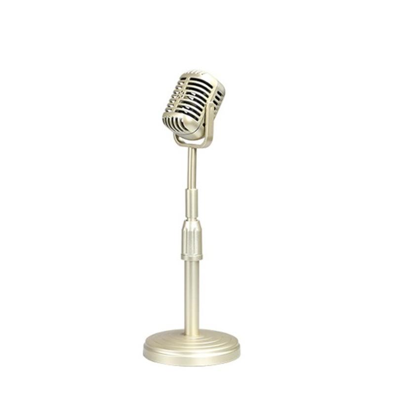 

Antique Theme False Microphone Model Simulation Old-Fashioned Faux Mic Photo Props for Retro Photoshoots and Cosplay золотий