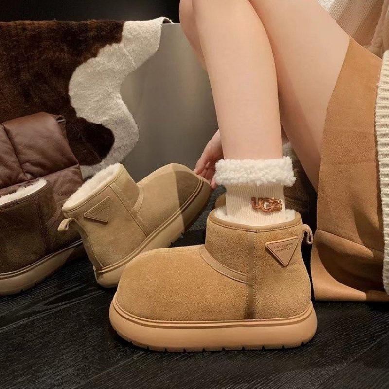 

Women s Trendy Solid Color Cotton Snow Boots - Autumn/Winter British Style, Douyin Hot Item 36 кавовий
