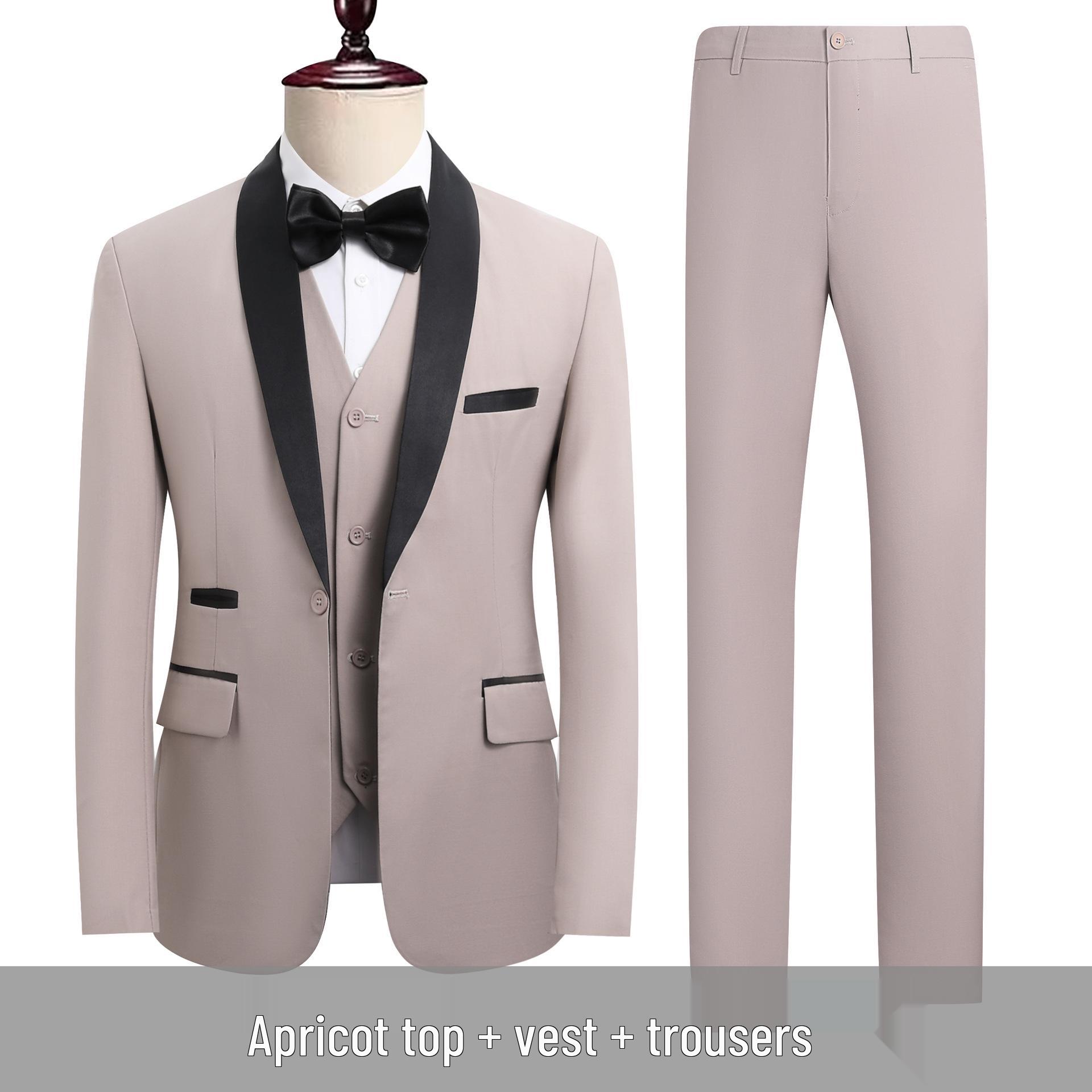 

Men s Slim Fit Korean Style Three-Piece Suit - Wedding & Business Formal Jacket 5XL (for 90-105 kg)