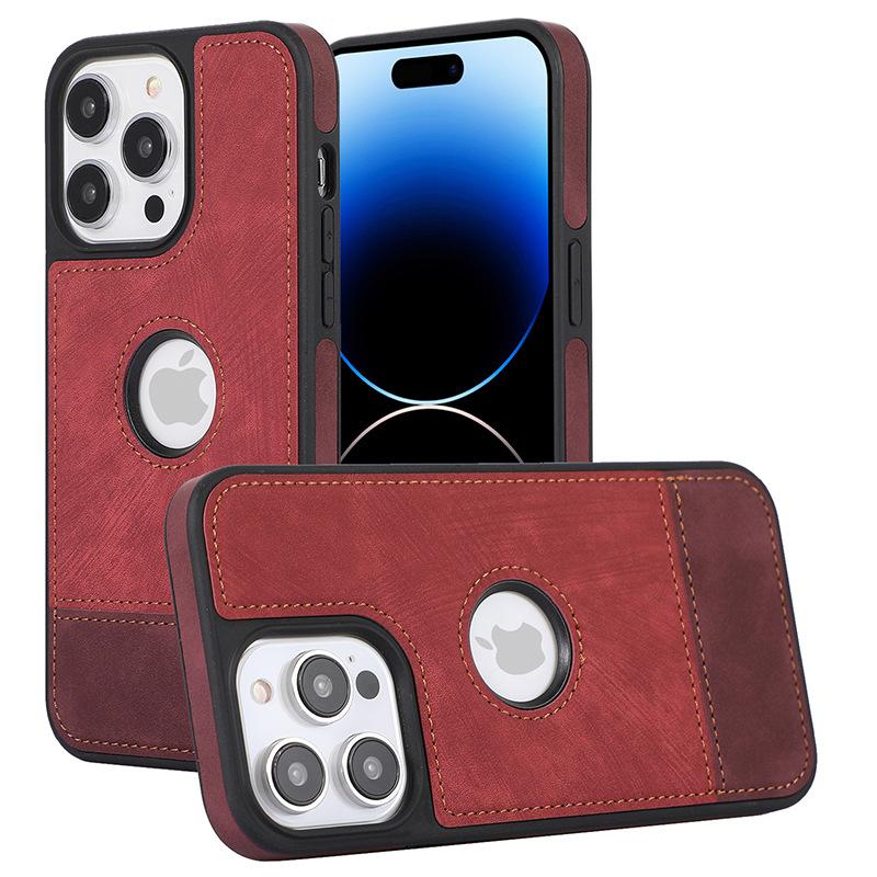 Suitable for Apple 15promax Phone Case, IPhone14 Full Cover 13 Business High-end 12 Anti-drop 11 Patchwork Leather Case