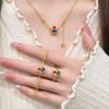 Women Jewelry Set Chinese Palace Style Floral Pendant Necklace Enamel Gourd Bracelet Cloud Earrings Ring