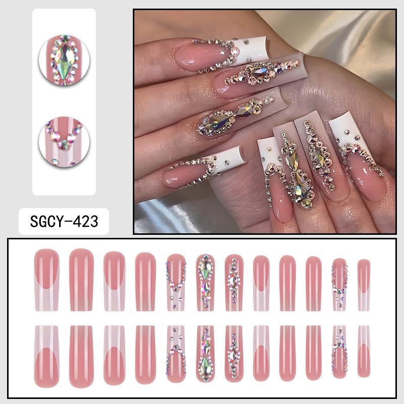 O8 Long Nail Art Tips - European & American High-End Wearable Summer Stickers