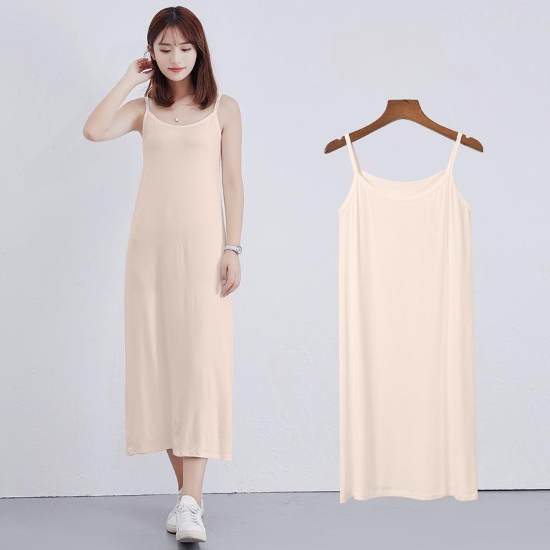 Summer Basics Clothing for Women Casual Solid Color Round Necked Dress Bodycon Sleeveless Dresses High Waist Dress Undergarment Nightwear for Female