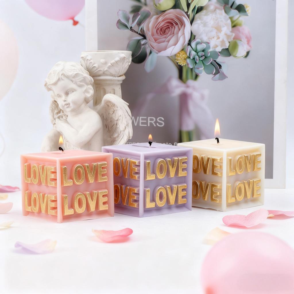 Love Slogan 3D Candle Mold Silicone Soap DIY Handmade Tool Alphabet Letter Pillar Silicone Resin Mould Gifts