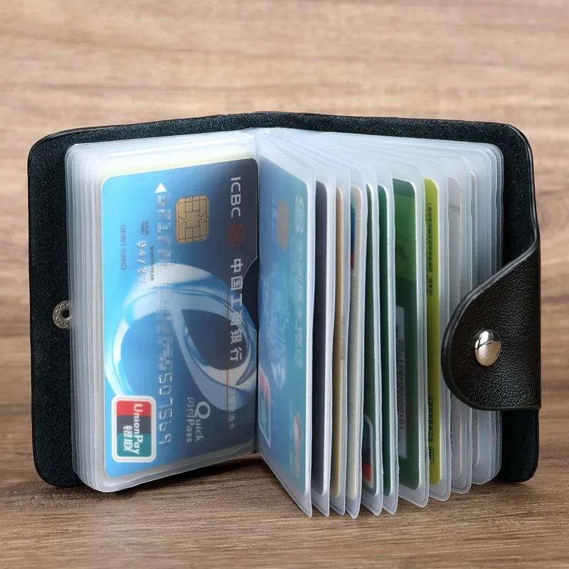 Business Card Holder Anti-theft Id Credit Card Holder Fashion Women's 24 Cards Slim Pu Leather Pocket Case Coin Purse Wallet