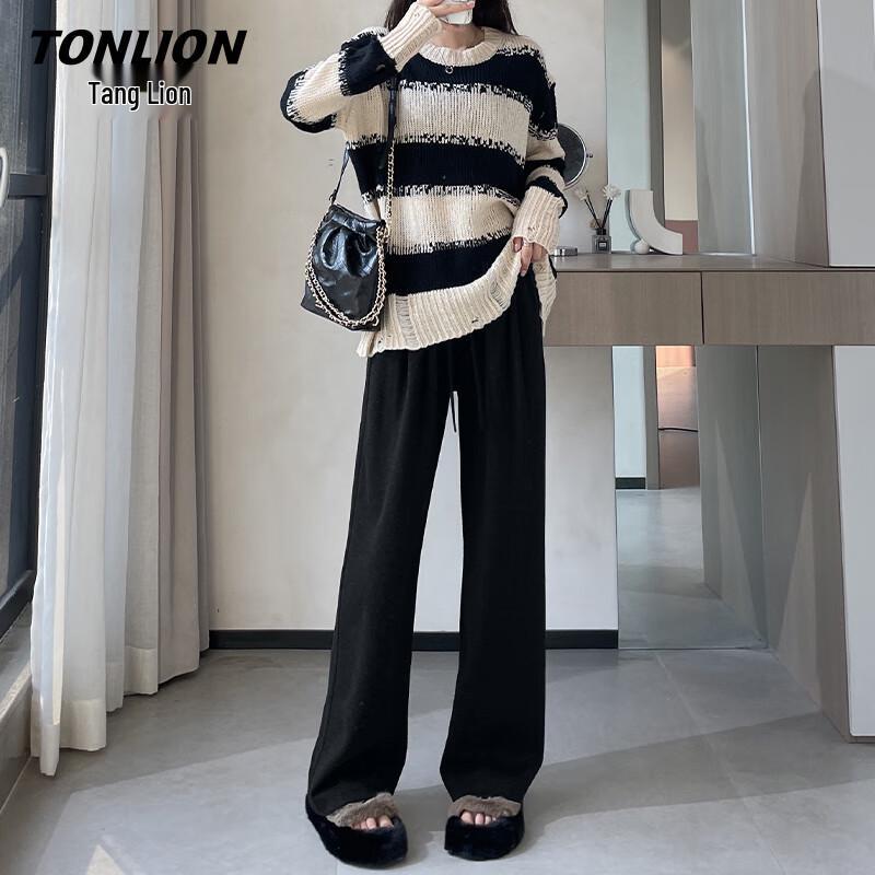 TonLion Women's Soft Drapey Wide-Leg Straight Pants