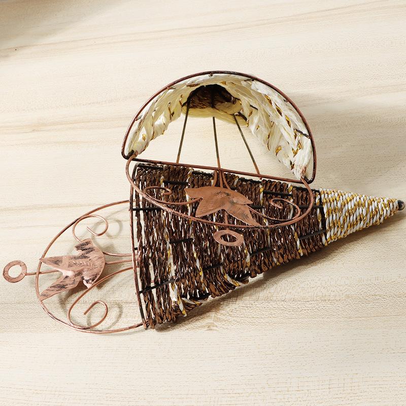 Wall Mounted Iron Rattan Flower Vase, Flower Basket For Indoor Decoration, Environmentally Friendly, Durable, Beautiful And Practical