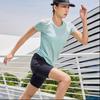 Li Ning Running Series Solid Color Micro Logo Quick-Dry Breathable Running Training Short Sleeve T-Shirt Women Tops Soft-Water-Blue ATSS382-1