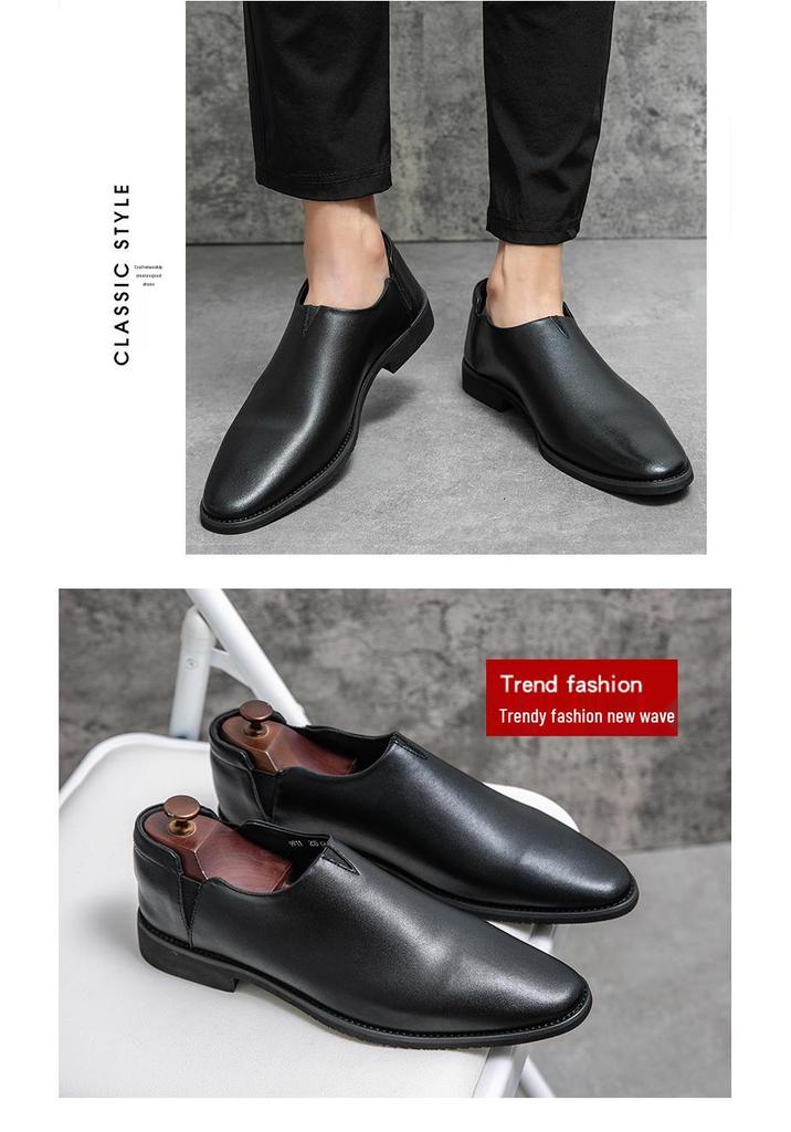 Herren Modische Koreanische Slip-On Lederschuhe, Lässig bis Formell, Spitze Zehenpartie