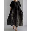 Damen Sommer Übergröße Gestreiftes Print Maxikleid, Lässiges Lockeres Rundhals Kurzarm Oversized A-Linien-Kleid