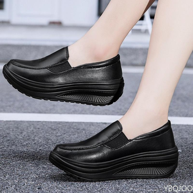 Spring Autumn New White Women'S Sports Shoes With Thick Sole Increased Height  Simple Comfortable Versatile Single Shoe
