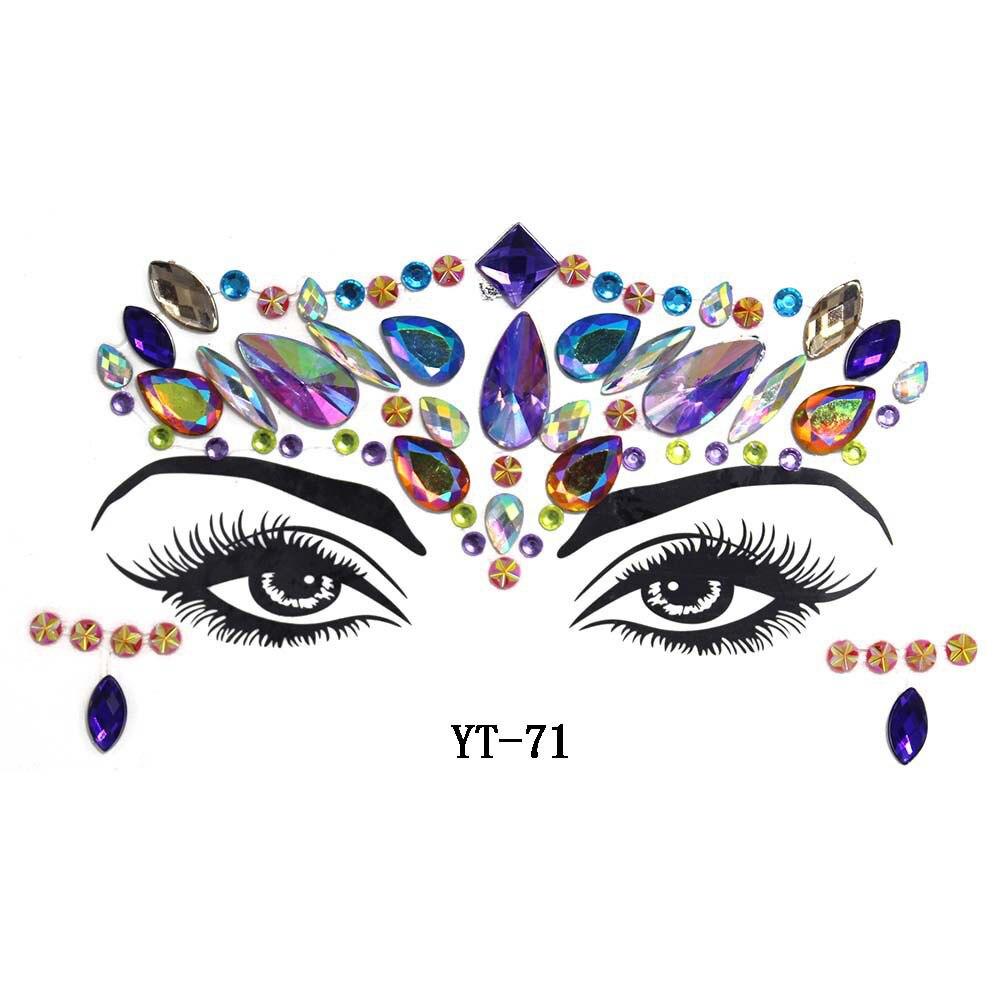 1PC Masquerade Shiny Face Decoration 3D Crystal Sticker Music Festival Trendy Shiny Acrylic Sticker Temporary Tattoo Sticker