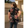 Plus size women's spring and summer V-neck printed short-sleeved T-shirt