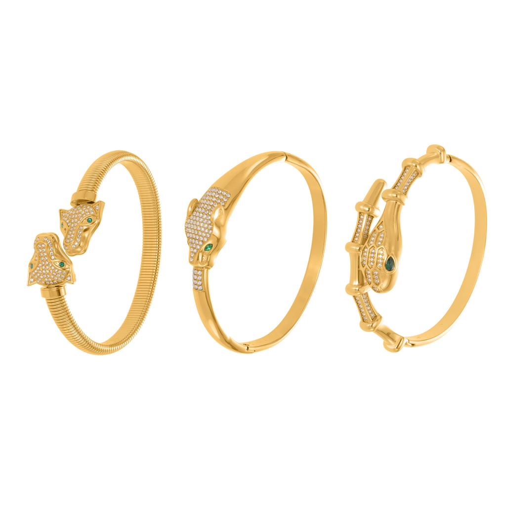 European and American style serpentine diamond opening adjustable bracelet female exaggerated summer snake shape bracelet