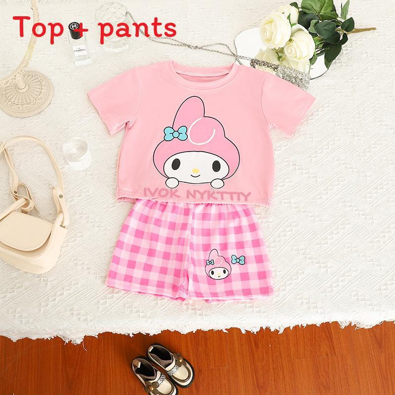 Melody Girls Cartoon Summer Outfit Set With Polyester Fabric For Casual Play