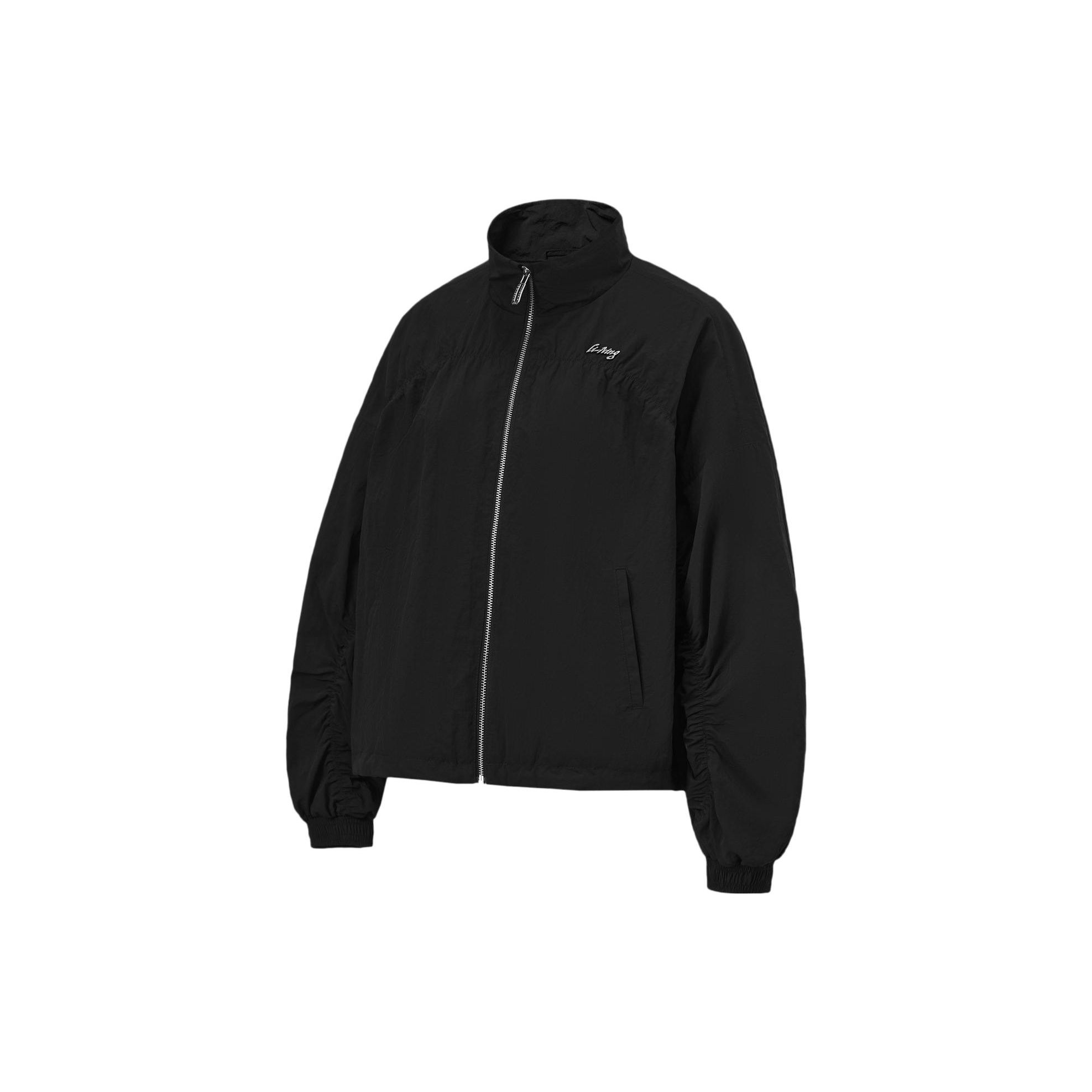 Li-Ning Fitness Series Outdoor Casual Sports Zipper Stand Collar Long Sleeve Jacket Women jackets Black AFDU078-3 L