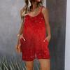 Womens Sleeveless Spaghetti Strap Romper Mottled and Scattered Print Pocket Short Jumpsuit