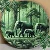Art Mural Rond en Métal Éléphant de Forêt Vintage 20x20 cm Décor de Bar