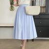 New Arrivals Open Run Pleated Flare Cotton Long Skirt
